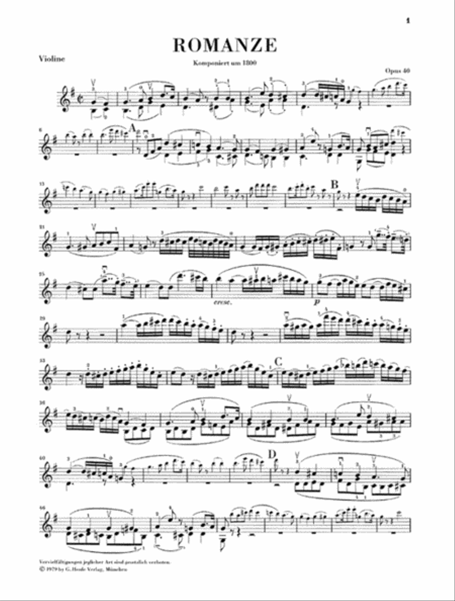 Romances for Violin and Orchestra Op. 40 & 50 in G and F Major Violin Solo scores gallery preview page 2