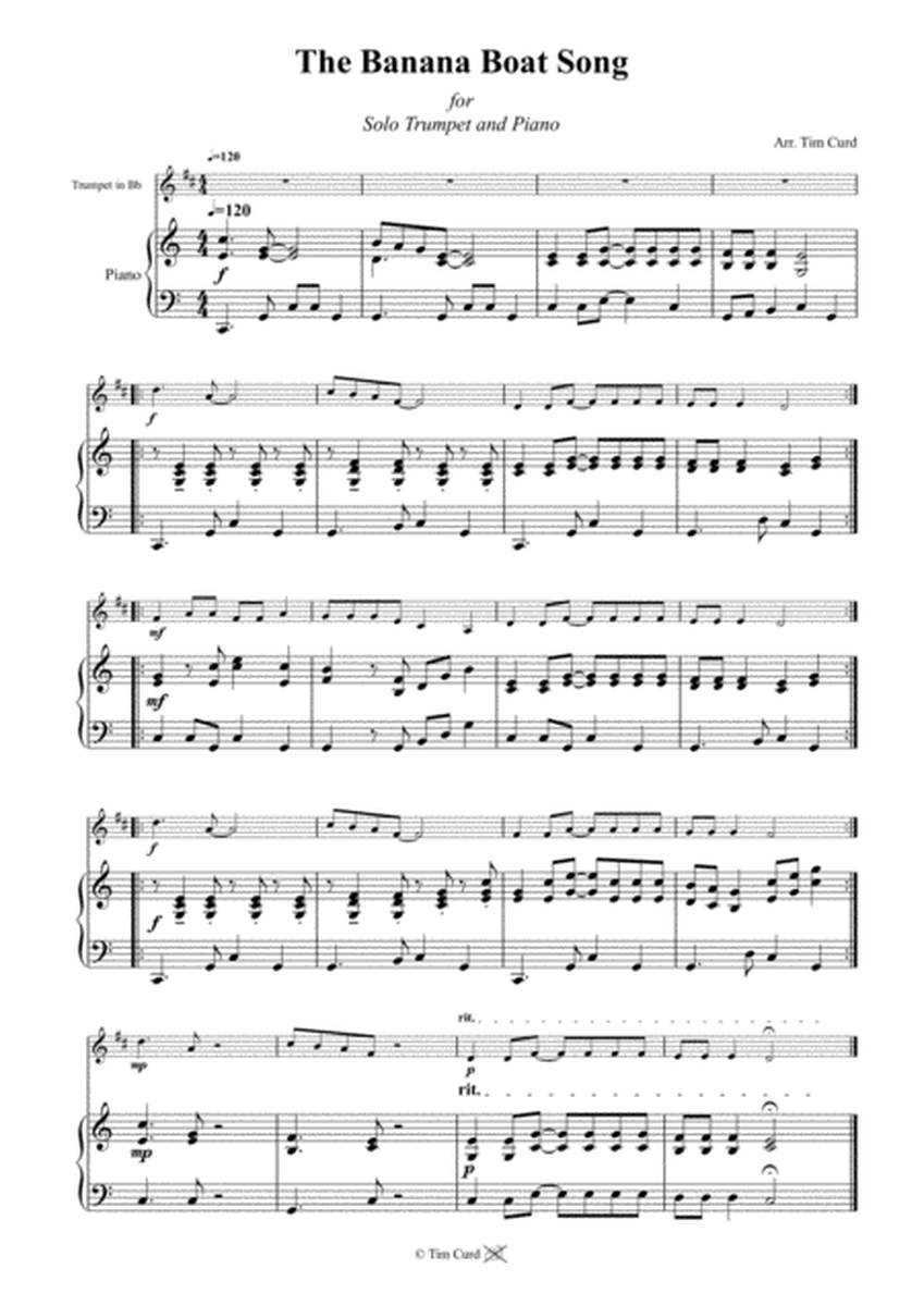 The Banana Boat Song. For Solo Trumpet in Bb and Piano image number null