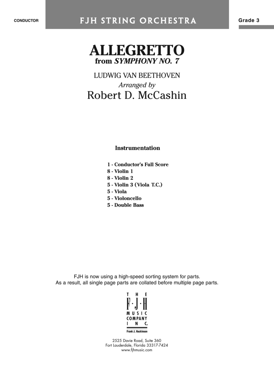 Allegretto (from Beethoven's Symphony No. 7): Score String Orchestra scores gallery preview page 1