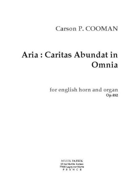 Aria: Caritas Abundat in Omnia