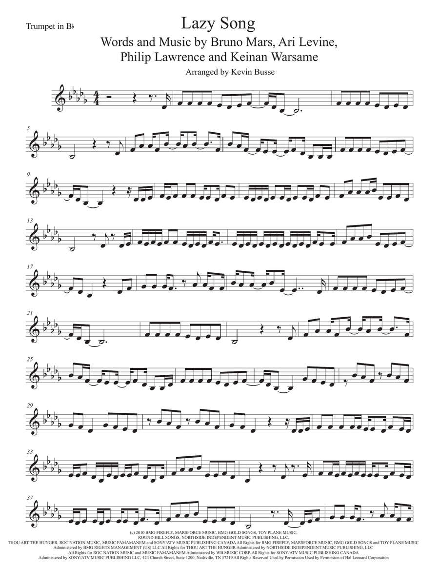 The Lazy Song Trumpet Solo scores gallery preview page 1