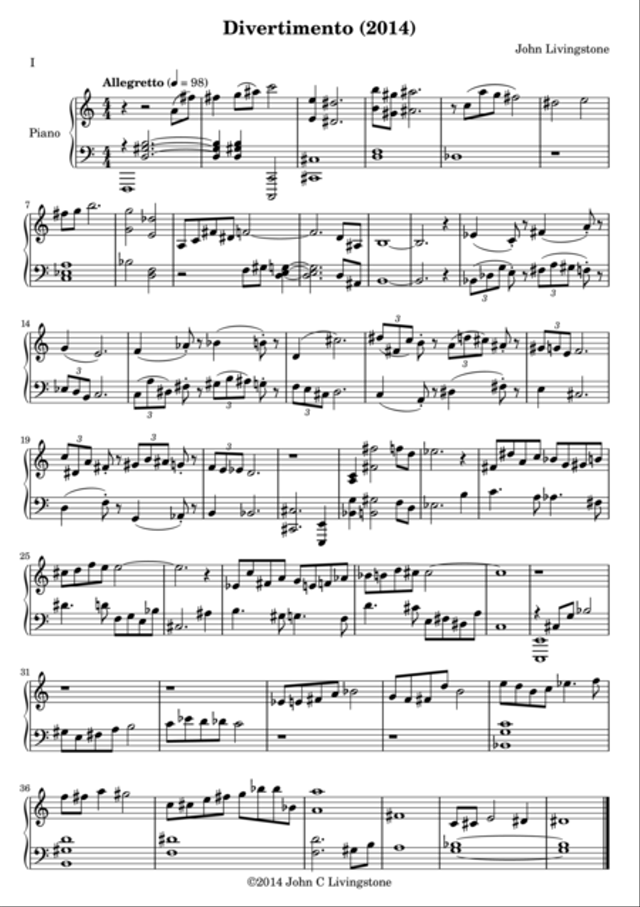 Divertimento (2014) Piano Solo scores gallery preview page 1