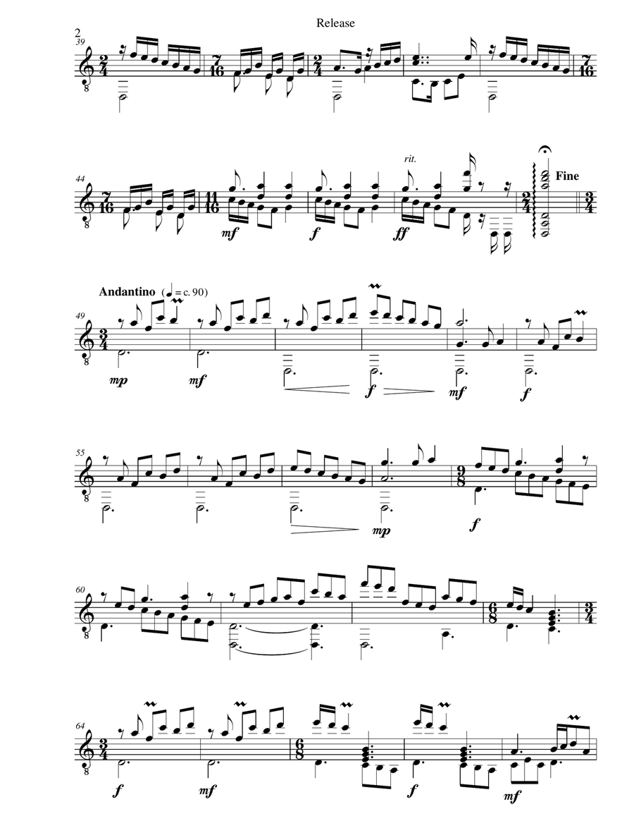 Release (O quid solutis est beatius curis) for guitar solo Classical Guitar scores gallery preview page 2