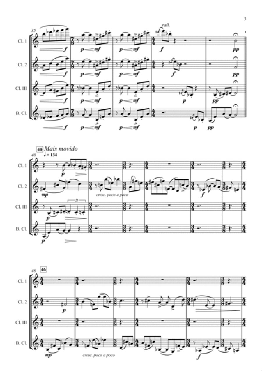 Sol de Pelotas, Quarteto de Clarinetes Clarinet Quartet scores gallery preview page 6