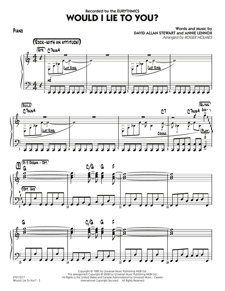 Would I Lie to You? - Piano Jazz Ensemble scores gallery preview page 1