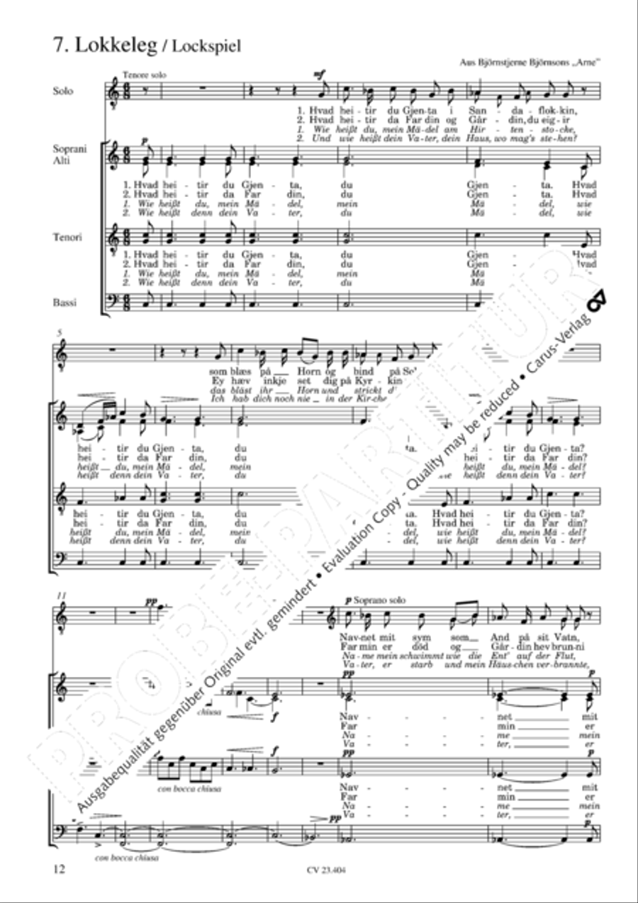 Peterson-Berger: 8 Sanger Choir scores gallery preview page 13