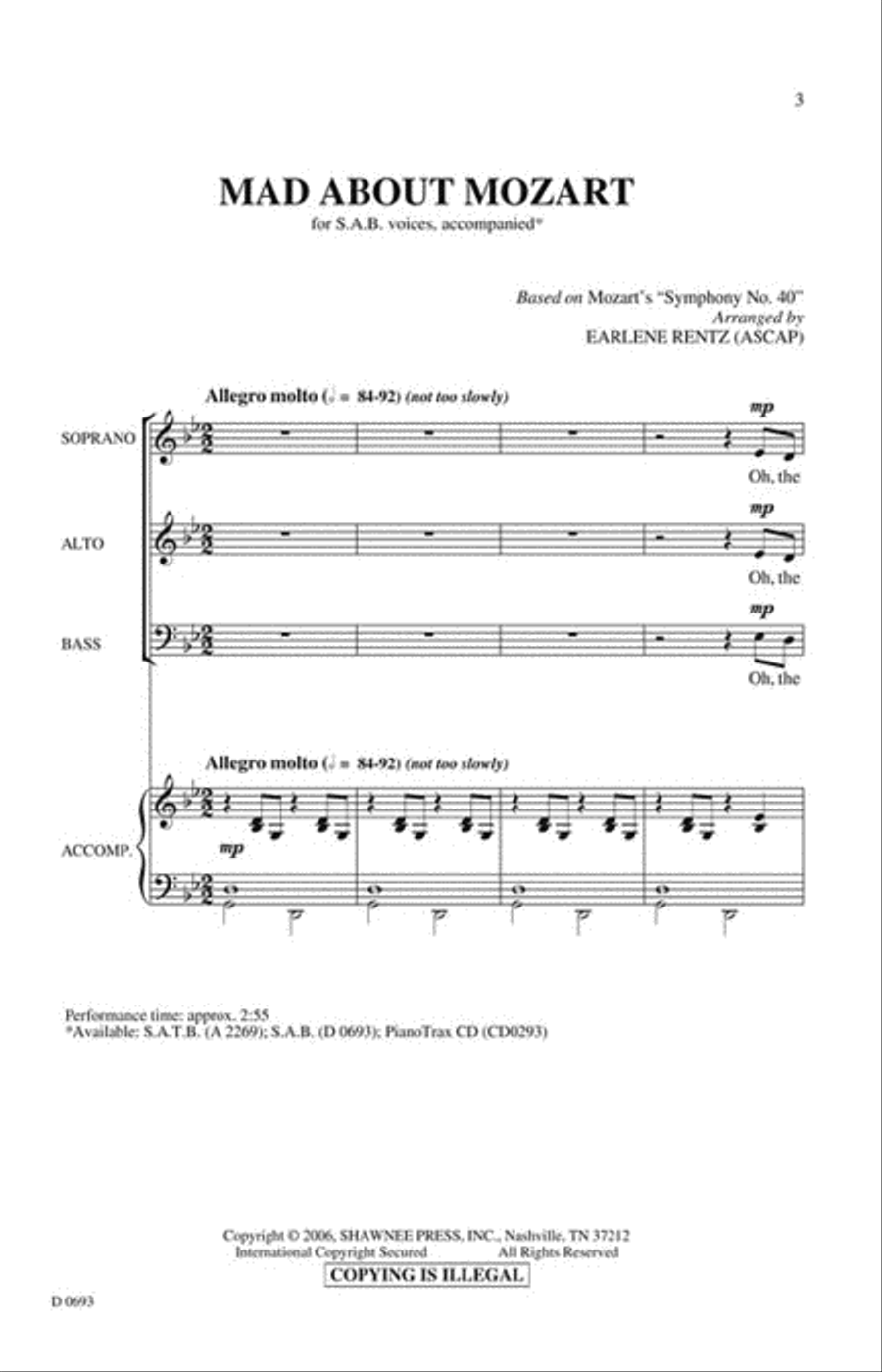 Mad About Mozart 3-Part scores gallery preview page 2