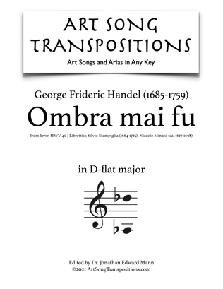 HANDEL: Ombra mai fu (transposed to D-flat major)