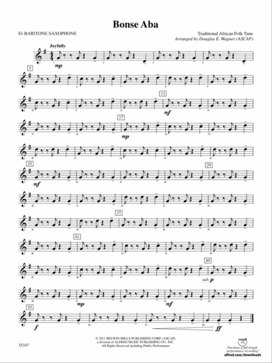 Bonse Aba: E-flat Baritone Saxophone Concert Band scores gallery preview page 1