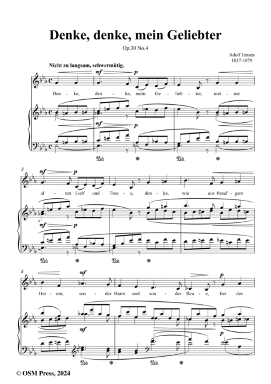 A. Jensen-Denke,denke,mein Geliebter,Op.30 No.4,in E flat Major Voice scores gallery preview page 2