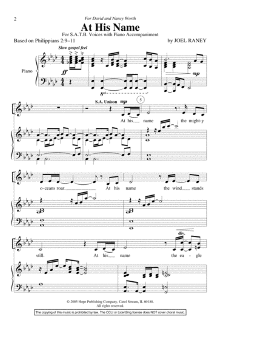 At His Name 4-Part scores gallery preview page 2