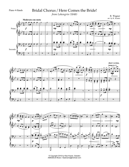 Wedding Music for 1 piano, 4-hands (piano duet) image number null