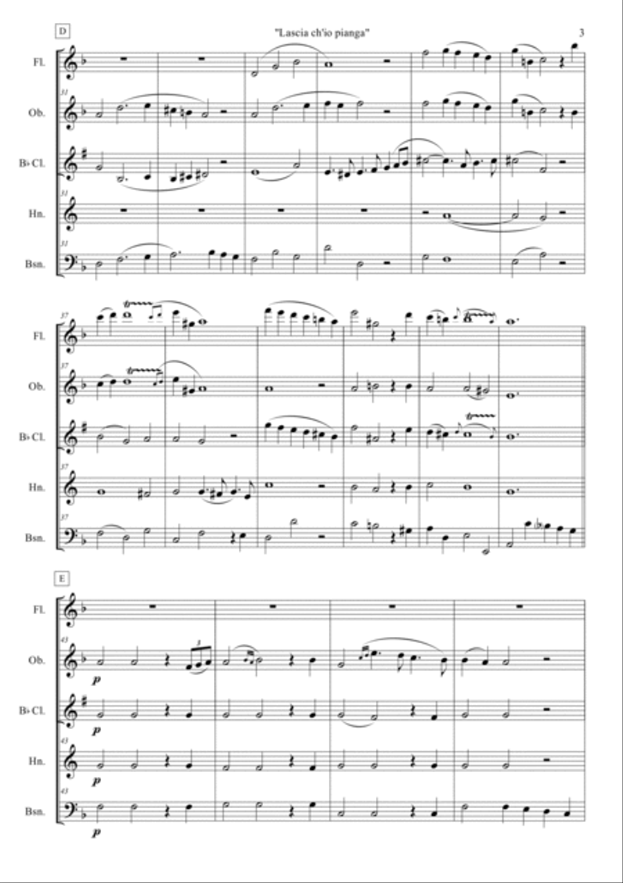 Lascia ch'io pianga, Aria from the opera 
