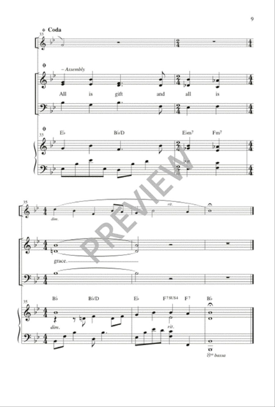 All Is Gift, All Is Grace 3-Part scores gallery preview page 9
