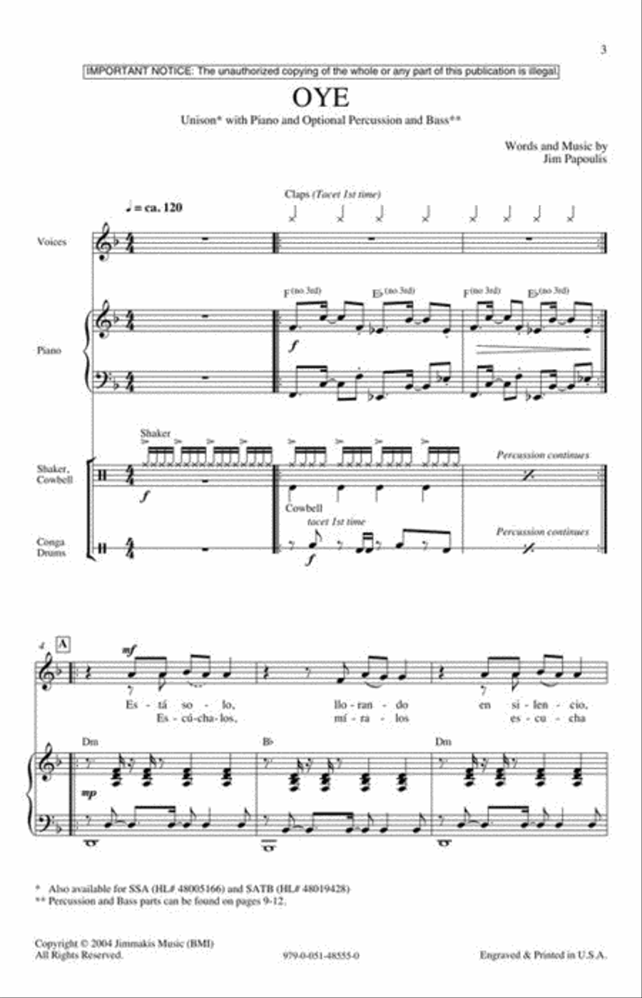 Oye Unison Choir scores gallery preview page 4