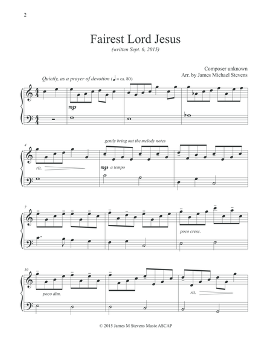 Fairest Lord Jesus Piano Solo scores gallery preview page 2