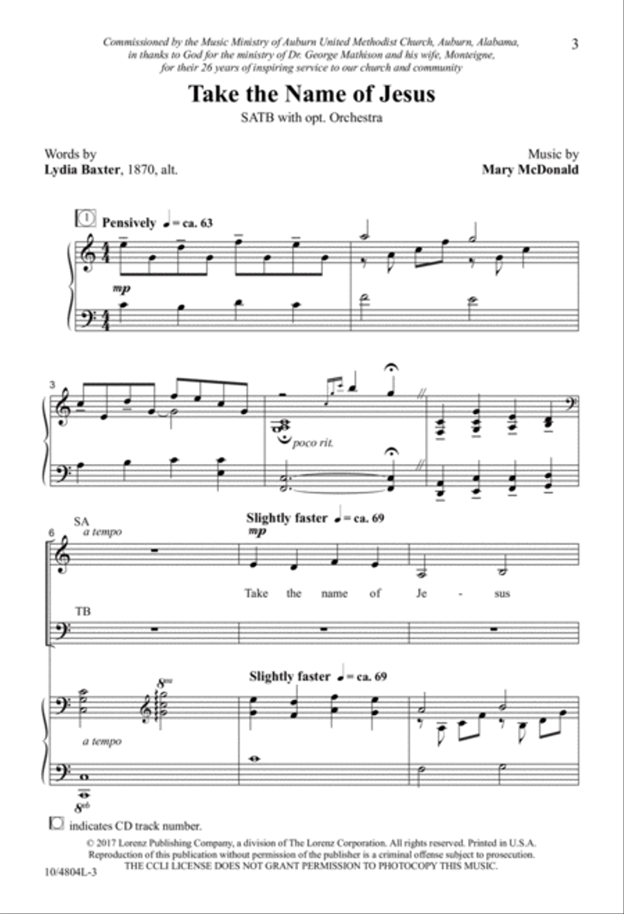 Take the Name of Jesus Take the Name of Jesus 4-Part scores gallery preview page 2