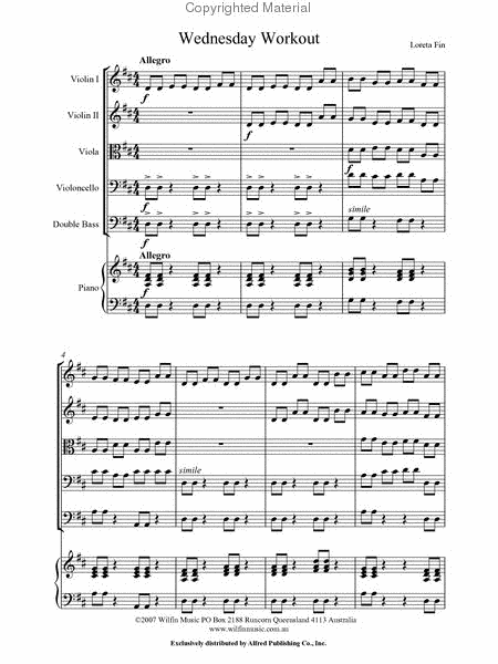 Wednesday Workout by Loreta Fin String Orchestra - Sheet Music