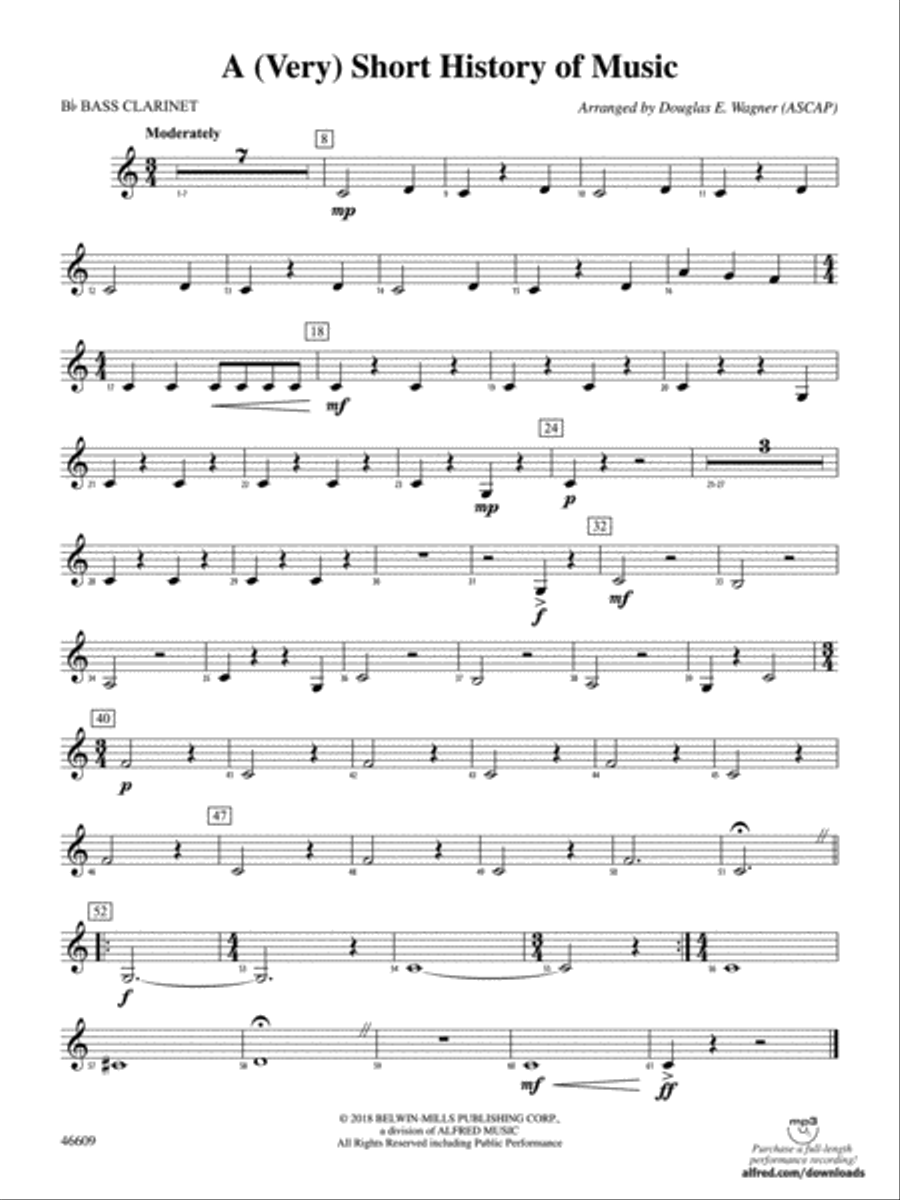 A (Very) Short History of Music: B-flat Bass Clarinet Concert Band scores gallery preview page 1