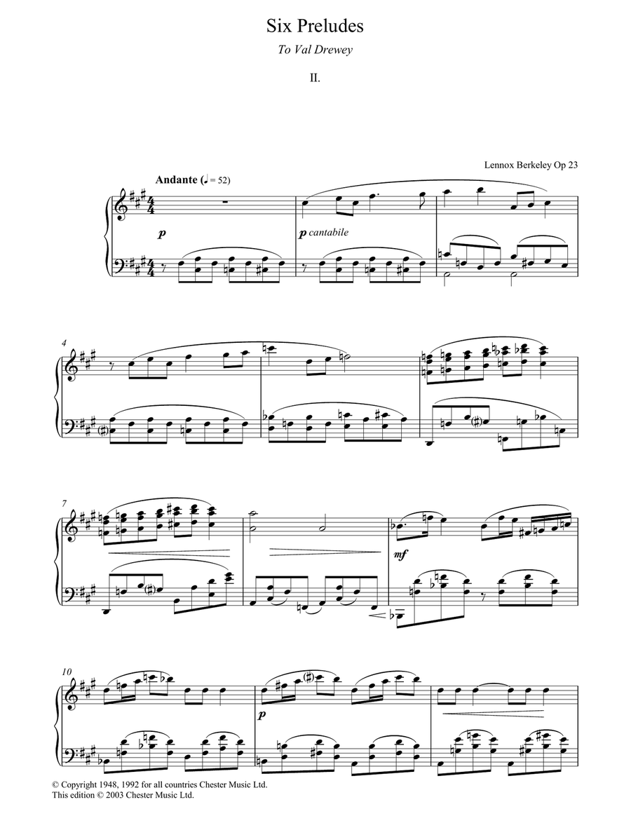 Prelude No. 2 (from Six Preludes) Piano Solo scores gallery preview page 1