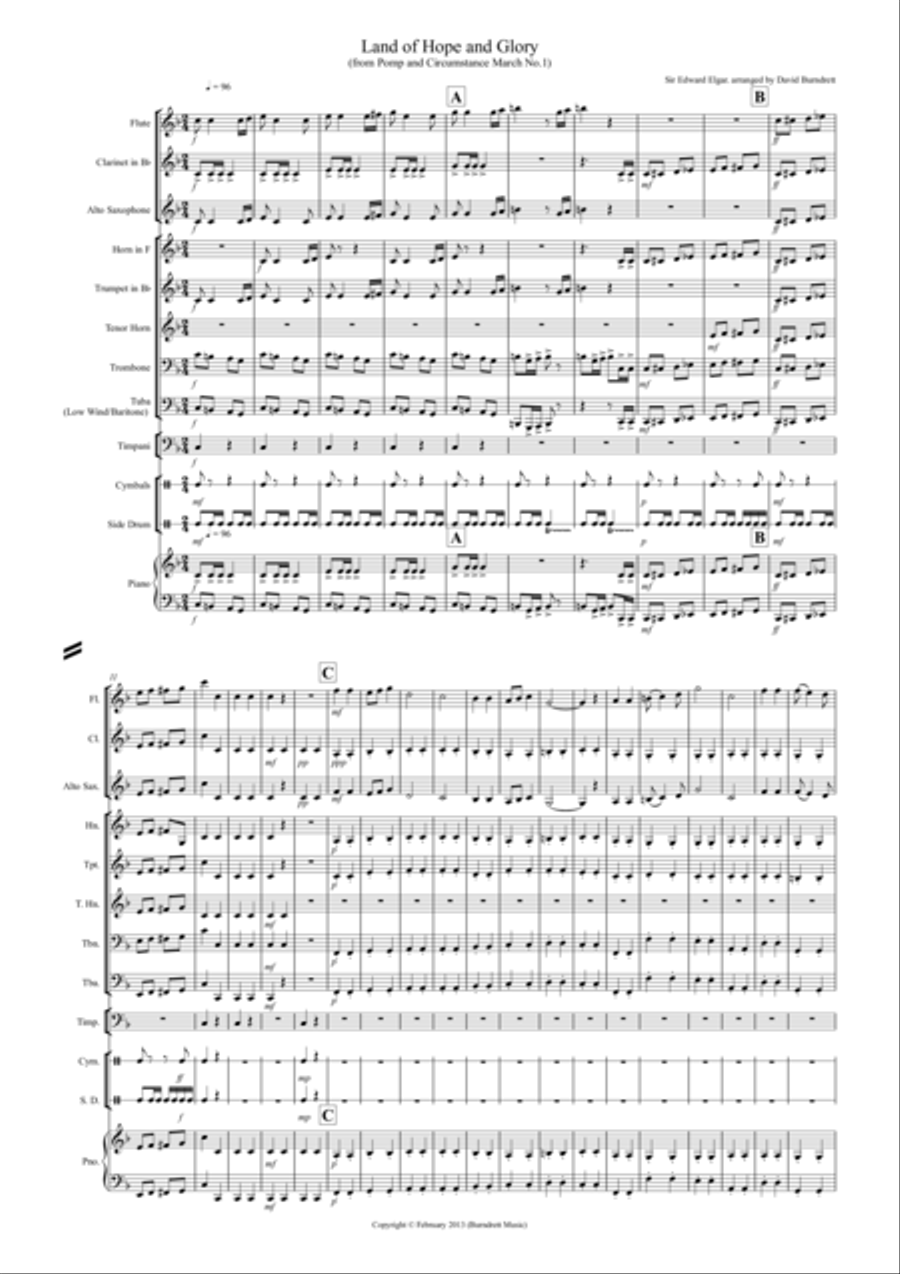 Land of Hope and Glory for School Wind Band Concert Band scores gallery preview page 1