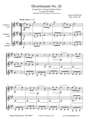 Haydn: Divertimento No. 26 for Clarinet Trio