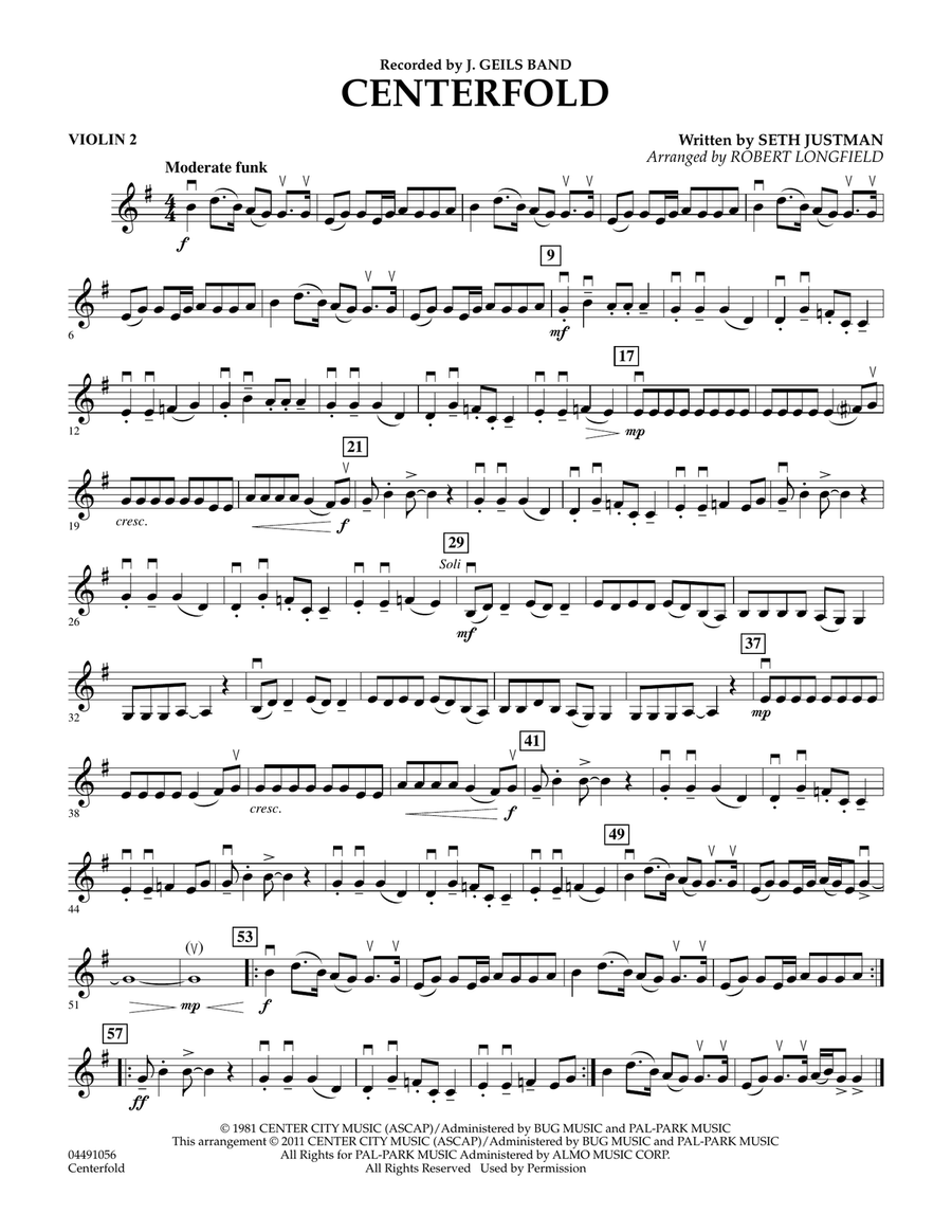 Centerfold - Violin 2 Orchestra scores gallery preview page 1