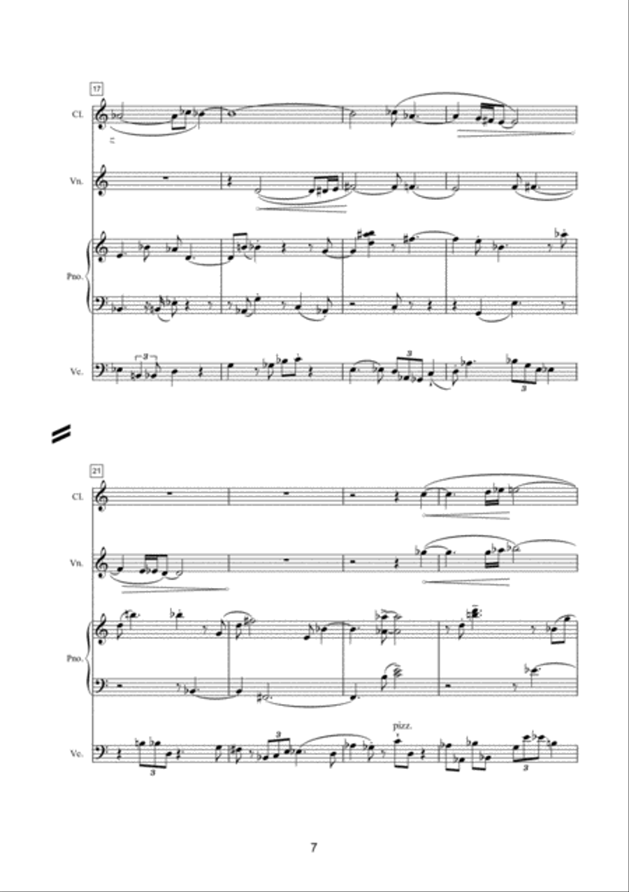 Música Simétrica for Violin, Clarinet, Piano and Cello Clarinet scores gallery preview page 4