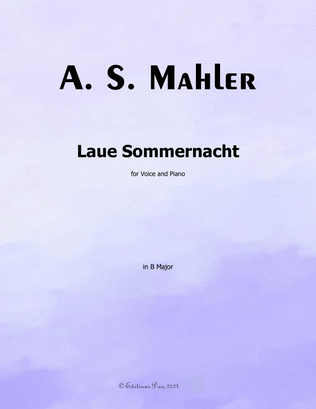 Book cover for Laue Sommernacht, by Alma Mahler, in B Major
