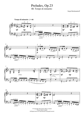 Book cover for Preludes Op.23, No.3 Tempo di minuetto