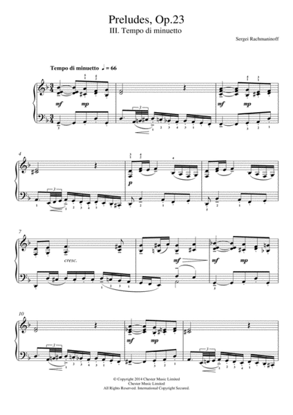 Preludes Op.23, No.3 Tempo di minuetto