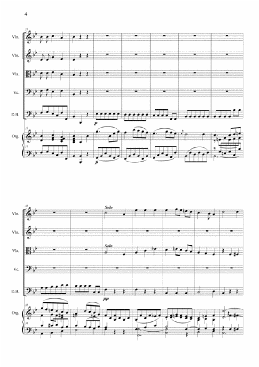 REGINA COELI LAETARE - F. Schubert - Arr. for String Quintet and Piano/Organ Small Ensemble scores gallery preview page 4