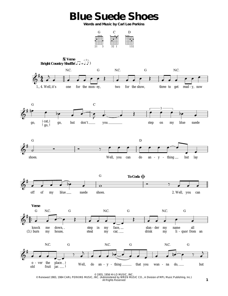 Blue Suede Shoes Acoustic Guitar scores gallery preview page 1