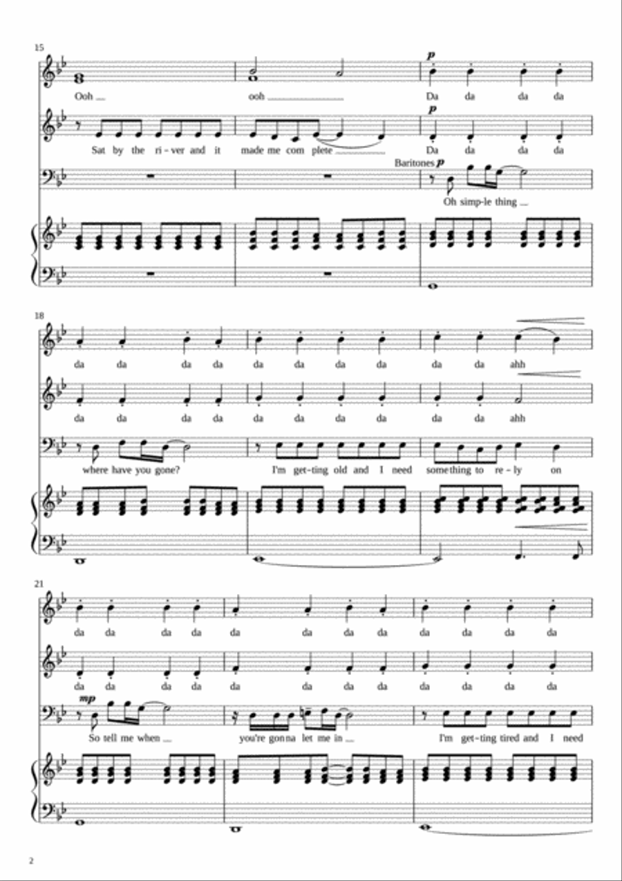 Somewhere Only We Know 3-Part scores gallery preview page 2