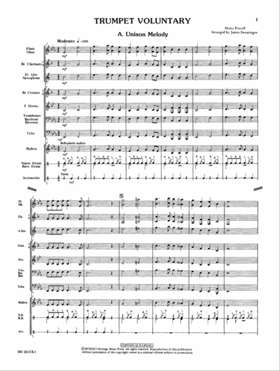Trumpet Voluntary Concert Band scores gallery preview page 1