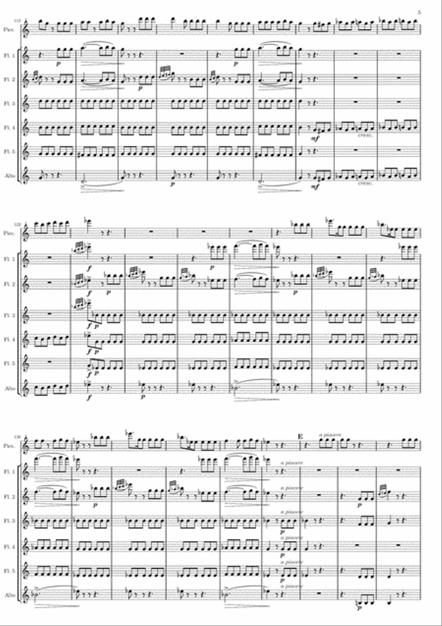 Rossini - Barber of Seville - Il barbiere di Siviglia - Largo al Factotum, air of Figaro, for Flute Woodwind Ensemble scores gallery preview page 5