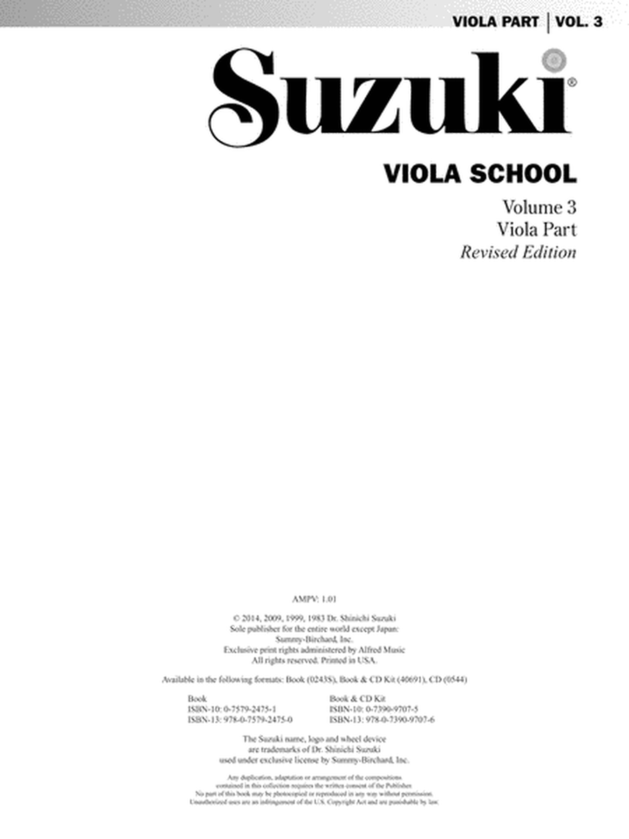 Suzuki Viola School, Volume 3 image number null