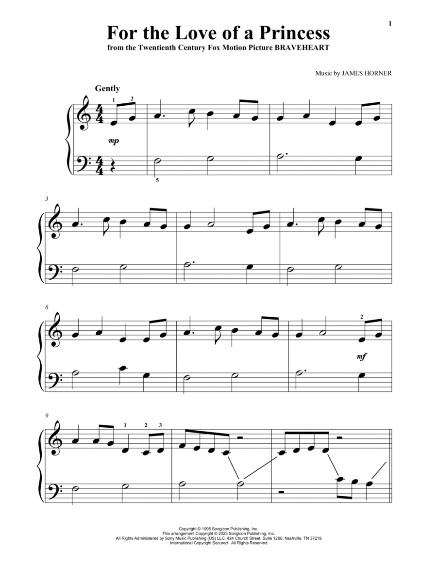 For The Love Of A Princess (from Braveheart) Piano Solo scores gallery preview page 1