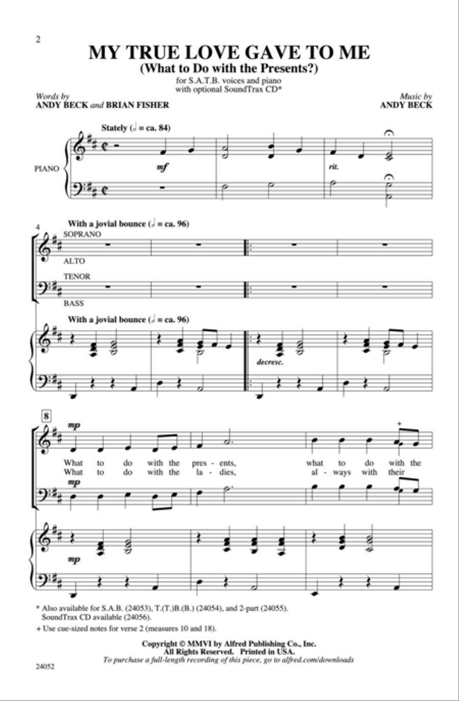 My True Love Gave to Me (What to Do with the Presents?) 4-Part scores gallery preview page 2