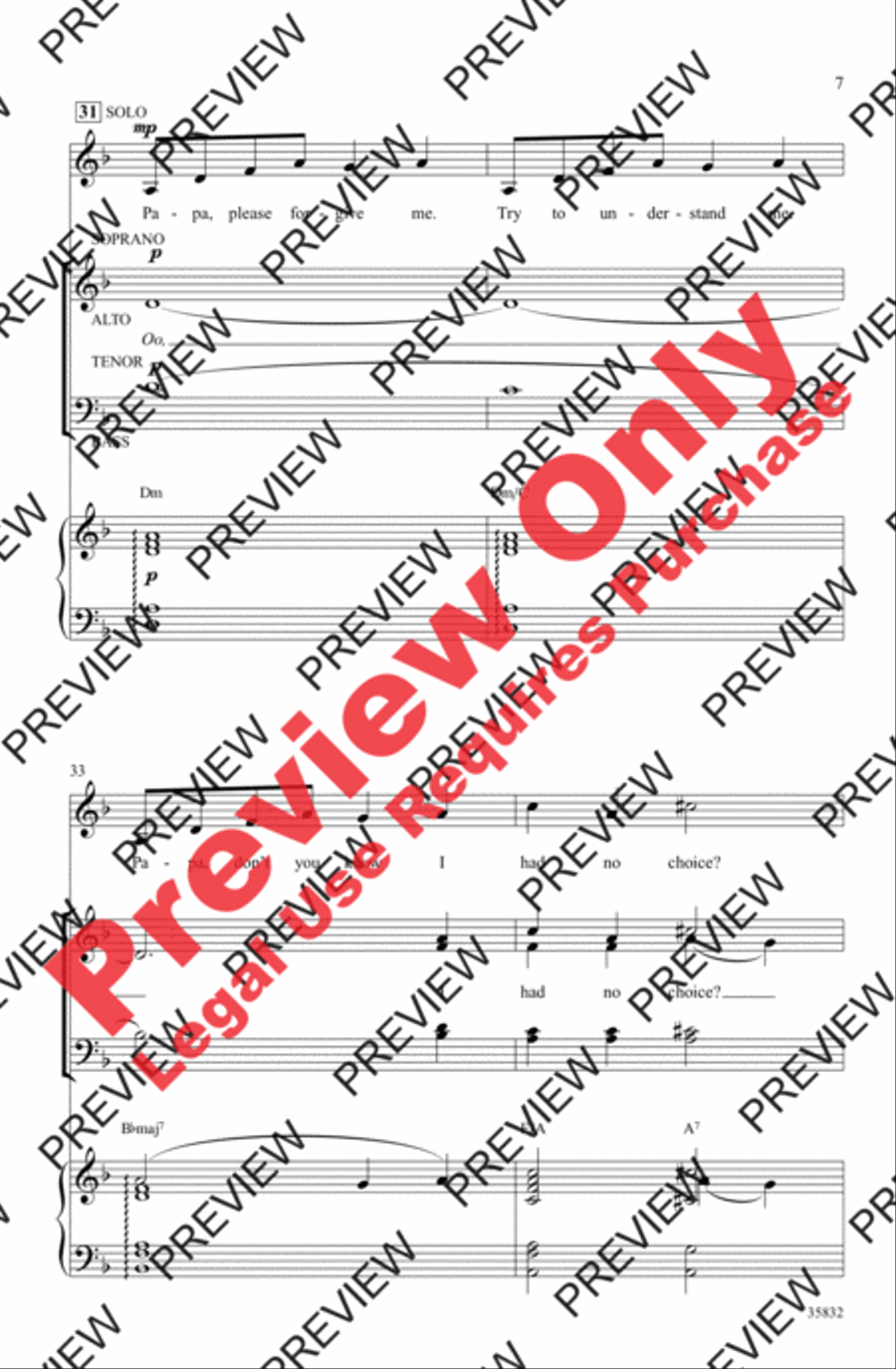 Papa, Can You Hear Me? 4-Part scores gallery preview page 7
