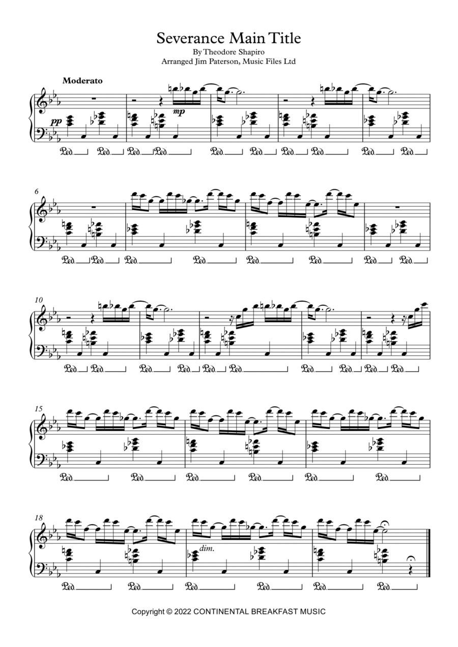 Severance - Main Title Theme Piano Solo scores gallery preview page 1
