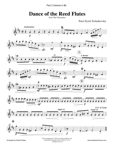 Dance of the Reed Flutes from The Nutcracker for Woodwind Trio (Flute or Oboe, Clarinet, Bassoon) Se