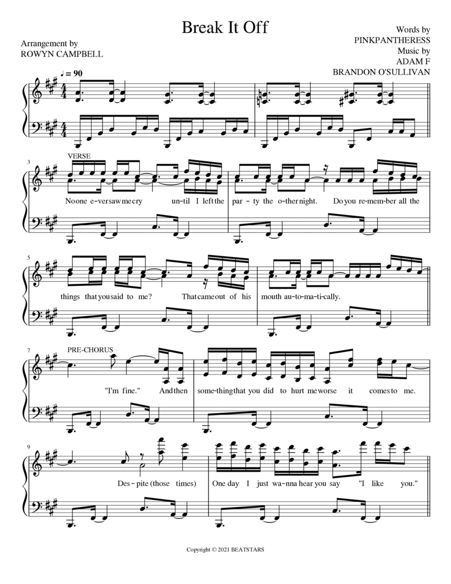 Break It Off Piano Solo scores gallery preview page 1