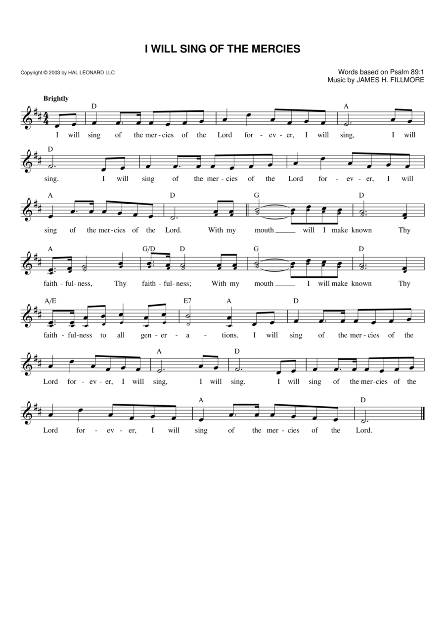I Will Sing Of The Mercies Flute scores gallery preview page 1