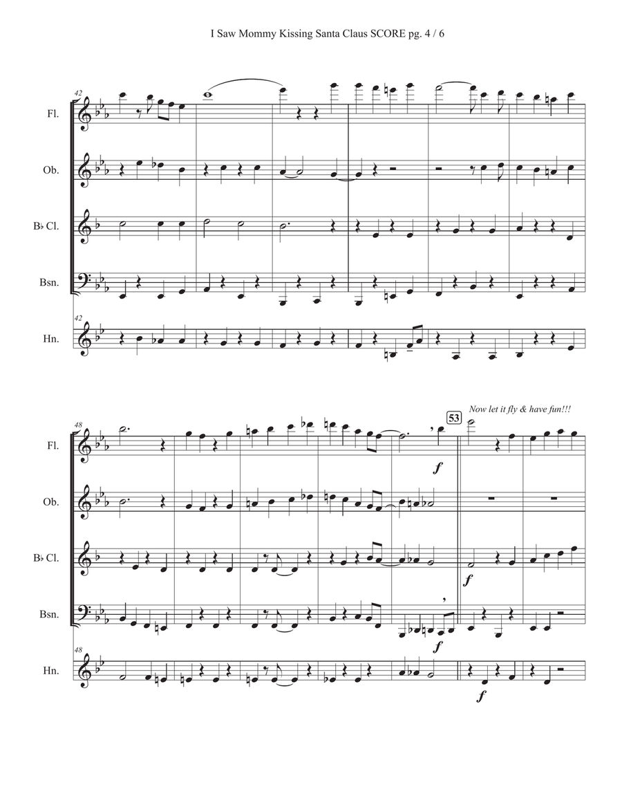 I Saw Mommy Kissing Santa Claus Woodwind Quintet scores gallery preview page 5