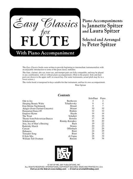 Easy Classics for Flute - with Piano Accompaniment