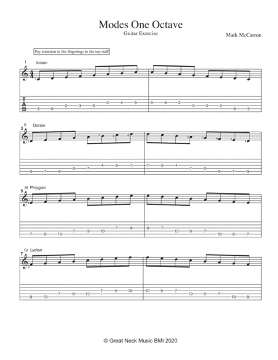 Modes One Octave Modes One Octave Guitar Solo scores gallery preview page 1