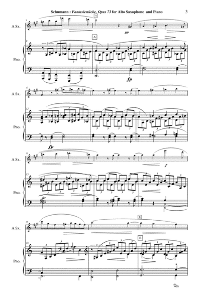 Robert Schumann: Three Fantasy Pieces (Drei Fantasiestücke), arranged for alto saxophone and piano