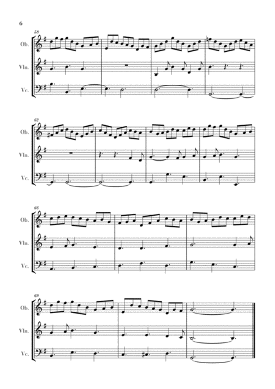 Bach - Jesu, Joy of Man's Desiring for Oboe, Violin and Cello Small Ensemble scores gallery preview page 6