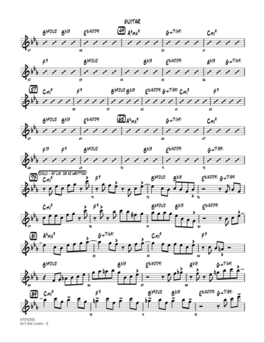 Isn't She Lovely - Guitar Jazz Ensemble scores gallery preview page 2